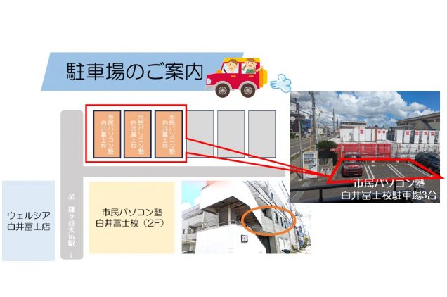 市民パソコン塾白井富士校駐車場