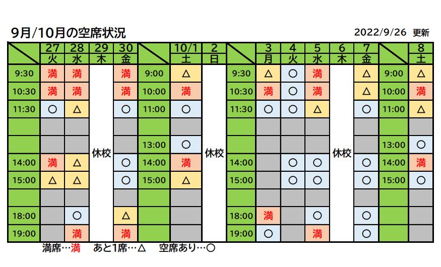 空席状況