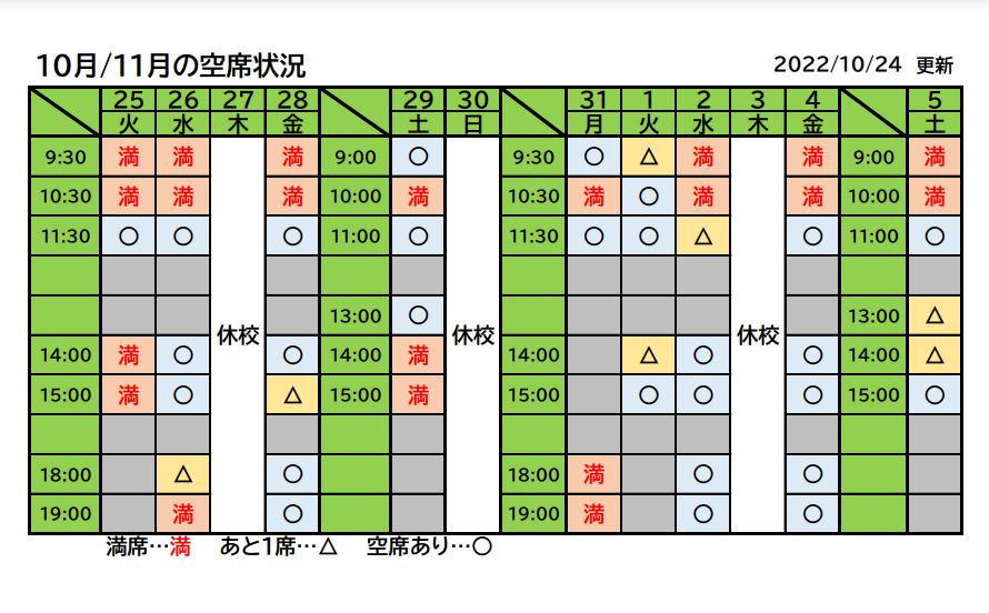 空席状況