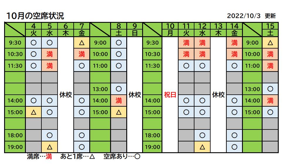 空席状況