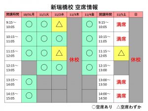 教室空席情報10.31～