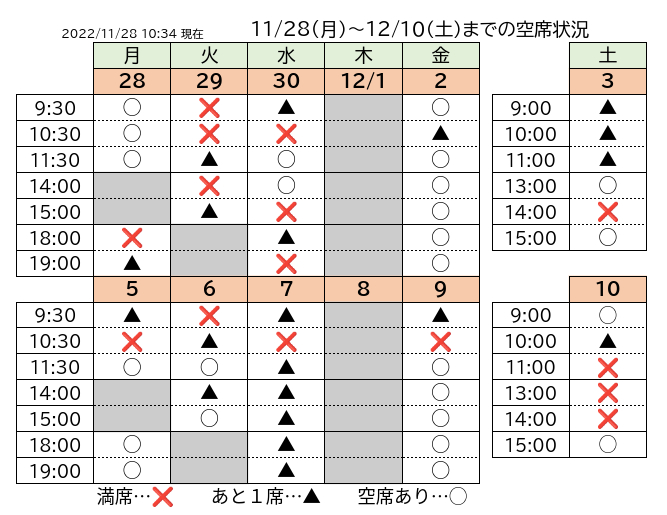 空席状況